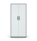 Practical Gray & White Steel Double Door Filing Cabinet with Lock