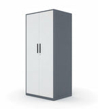 Practical Gray & White Steel Double Door Filing Cabinet with Lock