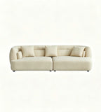 現代簡約米白色布藝微弧形梳化 Modern Minimalist Beige Fabric  Curved Sofa