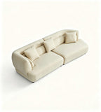 Modern Minimalist Beige Fabric Curved Sofa