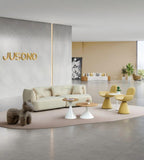 Modern Minimalist Beige Fabric Curved Sofa