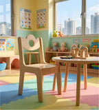 可愛簡約安全防撞原木色實木幼稚園兒童椅 Cute Wooden Kindergarten Chair