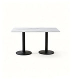 現代白色岩板鋼架長方形餐枱 Modern White Sintered Stone Dining Table