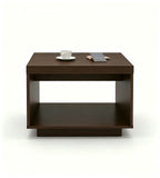 簡約胡桃木色木紋雙層方形茶几 Business Walnut Wood Grain Square Coffee Table