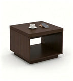 簡約胡桃木色木紋雙層方形茶几 Business Walnut Wood Grain Square Coffee Table