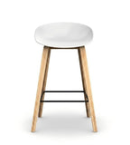 Nordic Minimalist White Solid Wood Low Back Bar Stool