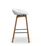 Nordic Minimalist White Solid Wood Low Back Bar Stool