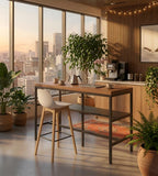 Nordic Minimalist White Solid Wood Low Back Bar Stool