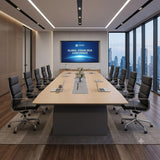 現代木紋帶線盒會議枱 Modern Wood Grain Conference Table