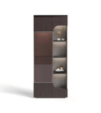 Dark Wood MFC Glass Door File Cabinet