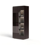 Dark Wood MFC Glass Door File Cabinet