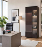 Dark Wood MFC Glass Door File Cabinet