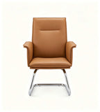 商務啡色西皮帶扶手弓形腳會議椅 Modern Brown PU Leather Sled Base Conference Chair