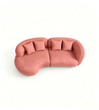 Modern Creative Coral Pink Fabric 2-Section 2-Seater Sofa