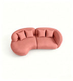 現代創意珊瑚粉布藝兩段式雙座位梳化 Modern Creative Coral Pink Fabric 2-Section 2-Seater Sofa