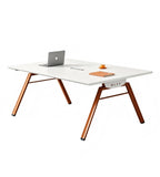簡約白色長方形帶線盒小型會議枱 Minimalist White Small Conference Table