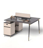 Light Luxury Dark Wood Office Desk with Drawers