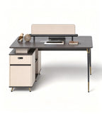 Light Luxury Dark Wood Office Desk with Drawers