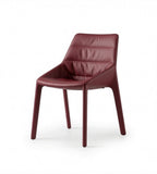 現代棗紅色PU皮帶扶手休閒椅 Modern PU Leather Armchair