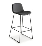 Simple Black PU Leather Steel Frame Armless Bar Stool