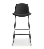 Simple Black PU Leather Steel Frame Armless Bar Stool