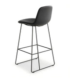 Simple Black PU Leather Steel Frame Armless Bar Stool