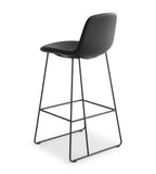 簡約黑色PU皮鋼架無扶手吧椅 Black PU Leather Steel Frame Bar Stool