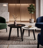 簡約黑白雙色實木圓形組合茶几 Minimalist Black and White Nesting Coffee Table