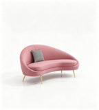 Modern Light Luxury Pink Faux Leather Curved Sofa with Cushions