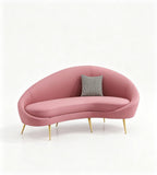 Modern Light Luxury Pink Faux Leather Curved Sofa with Cushions