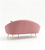 Modern Light Luxury Pink Faux Leather Curved Sofa with Cushions