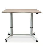 簡約淺木色升降式帶轆講台 Ergonomic Light Wood Adjustable Podium with Wheels