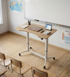 Ergonomic Light Wood Adjustable Podium with Wheels