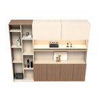 商務胡桃木色拼卡其灰半開放式高身辦公室文件櫃 Business Walnut Khaki Semi-Open Tall Office File Cabinet