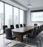 黑色軟墊弓形腳會議椅	 Black Cushioned Cantilever Conference Chair   -333c