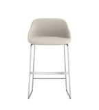 Modern Minimalist Beige PU Leather High-Back Bar Stool with Arch Legs