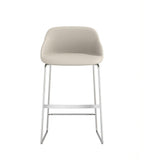 現代簡約米色PU皮弓形腳高背吧椅 Modern Minimalist Beige PU Leather Bar Stool