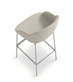 Modern Minimalist Beige PU Leather High-Back Bar Stool with Arch Legs