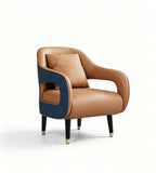 Modern Light Luxury Brown & Blue PU Leather Single-Seater Sofa