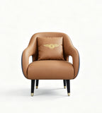 Modern Light Luxury Brown & Blue PU Leather Single-Seater Sofa