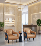 Modern Light Luxury Brown & Blue PU Leather Single-Seater Sofa