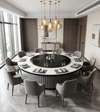 Vertical Fluted Metal-Base Electric Round Dining Table