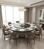 Vertical Fluted Metal-Base Electric Round Dining Table