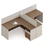 現代木紋L型帶活動櫃屏風工作枱 Modern L-Shaped Desk with Cabinet