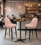 現代胡桃木色金屬腳圓形吧枱 Modern Walnut Round Bar Table