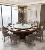 New Chinese-Style Dark Wood Electric Round Table