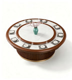 New Chinese-Style Dark Wood Electric Round Table