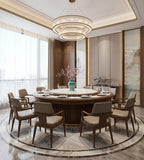New Chinese-Style Dark Wood Electric Round Table