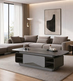 Modern Luxury Grey Solid Wood Smart Tea Coffee Table with Tea Tray and Kettle