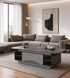 現代輕奢灰色實木帶茶盤燒水壺茶几 Modern Luxury Grey Solid Wood Smart Tea Coffee Table